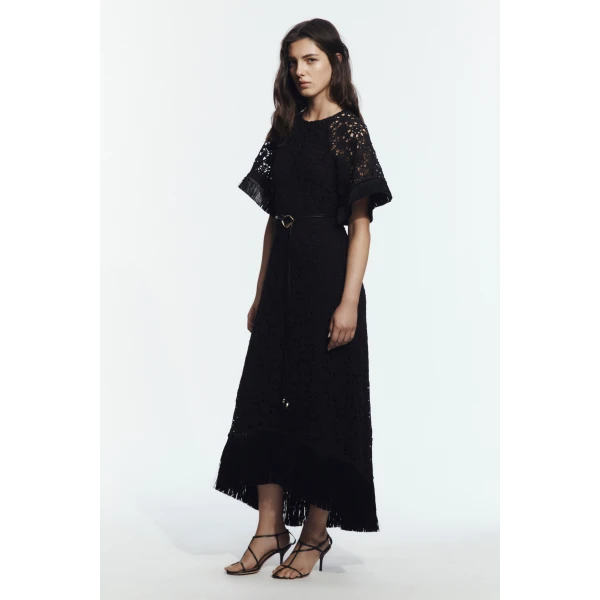 Aje Boheme Lace Midi Dress in Black | Midi Dresses | Coveti