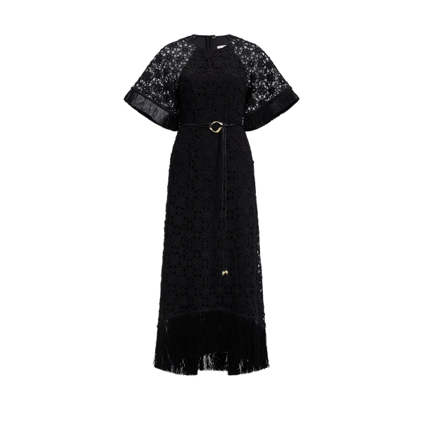 Aje Boheme Lace Midi Dress in Black | Midi Dresses | Coveti