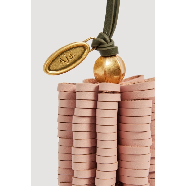 Aje Bottle Brush Charm in Pine-Fawn Pink | Bag charms | Coveti