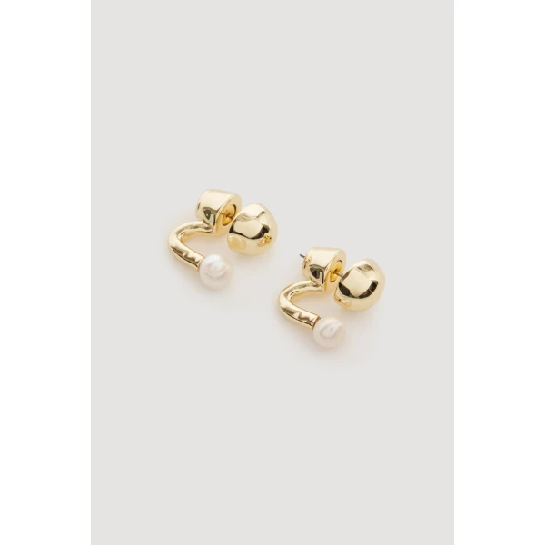 Aje Briella Half Hoop Earring in Gold/Pearl | Earrings | Coveti