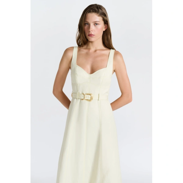 Aje Canvas Midi Dress in Citrus | Midi Dresses | Coveti