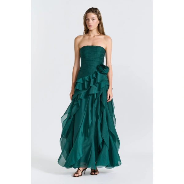Aje Canyon Gown in Green Petrol | Evening Gowns | Coveti