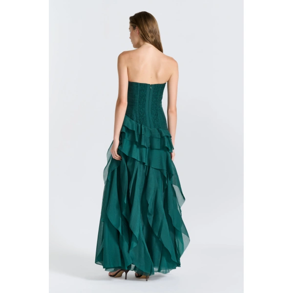 Aje Canyon Gown in Green Petrol | Evening Gowns | Coveti