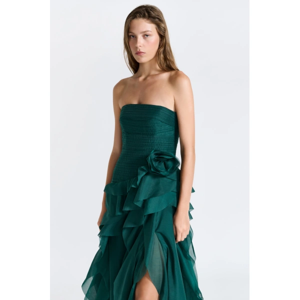 Aje Canyon Gown in Green Petrol | Evening Gowns | Coveti