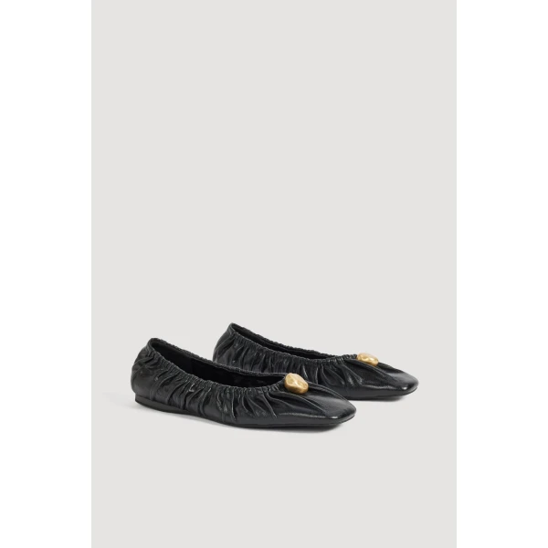 Aje Carmena Ruched Ballet Flat in Black | Flats | Coveti