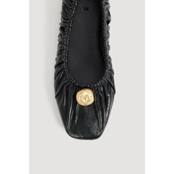 Aje Carmena Ruched Ballet Flat in Black | Flats | Coveti
