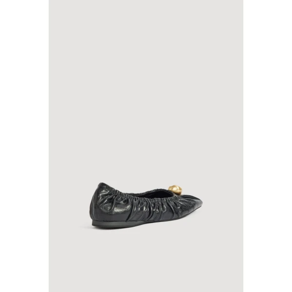 Aje Carmena Ruched Ballet Flat in Black | Flats | Coveti