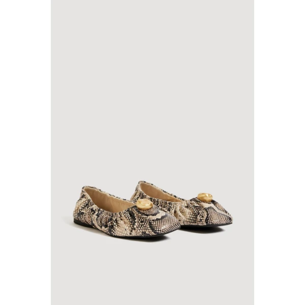 Aje Carmena Ruched Ballet Flat in Python | Flats | Coveti