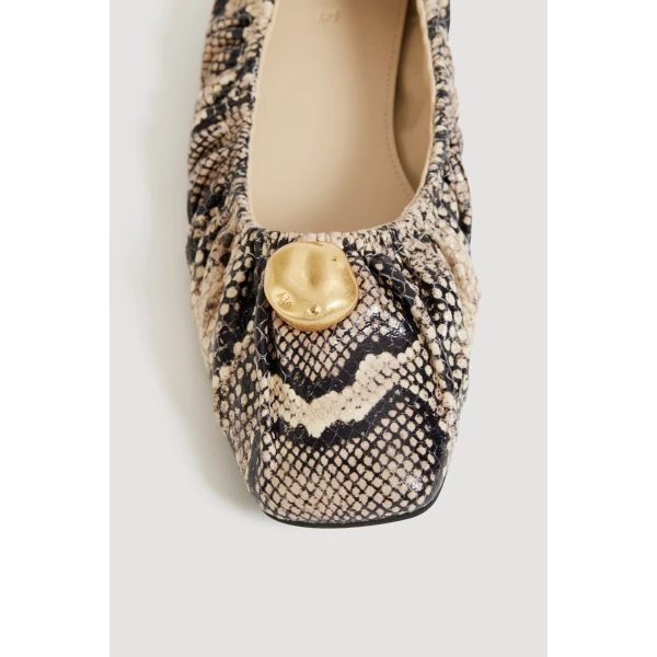 Aje Carmena Ruched Ballet Flat in Python | Flats | Coveti