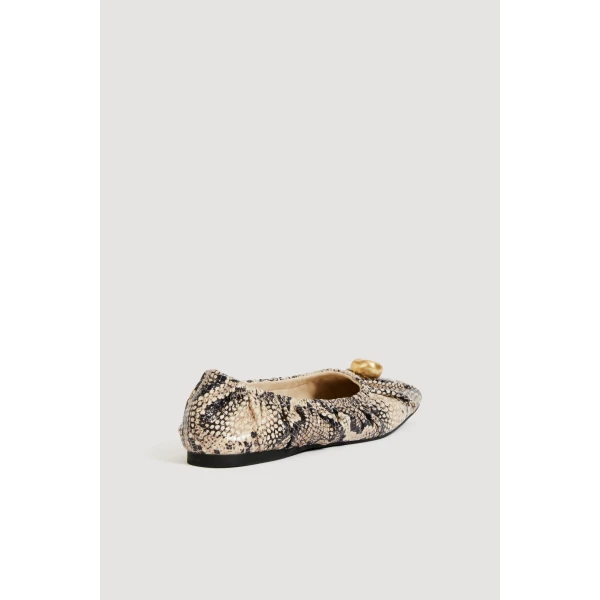 Aje Carmena Ruched Ballet Flat in Python | Flats | Coveti