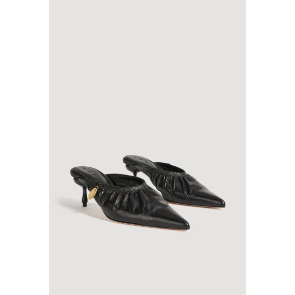 Aje Carmena Ruched Mule Heel in Black | Heels | Coveti