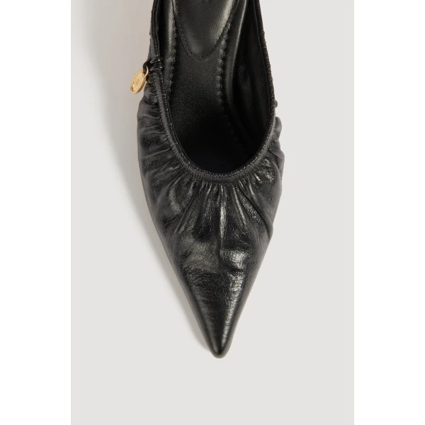 Aje Carmena Ruched Mule Heel in Black | Heels | Coveti