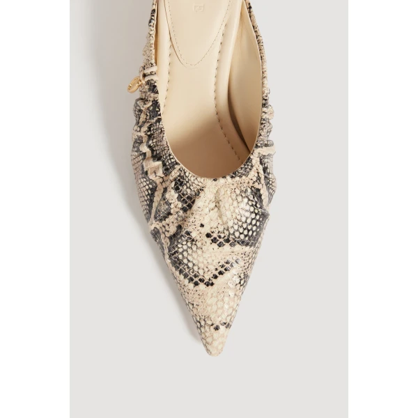 Aje Carmena Ruched Mule Heel in Python | Heels | Coveti