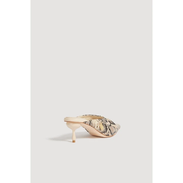 Aje Carmena Ruched Mule Heel in Python | Heels | Coveti