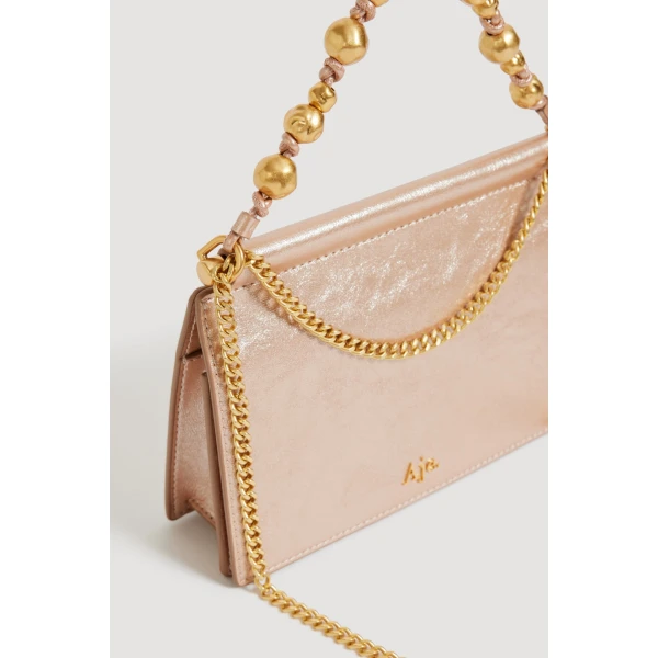 Aje Cece Metallic Clutch in Rose Gold | Clutch Bags | Coveti