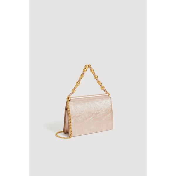 Aje Cece Metallic Clutch in Rose Gold | Clutch Bags | Coveti