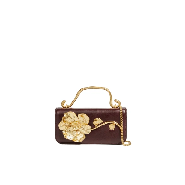Aje Celeste Flower Clutch in Merlot | Clutch Bags | Coveti