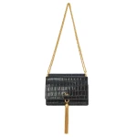 Aje Celia Croc Emboss Clutch in Black Croc | Clutch Bags | Coveti