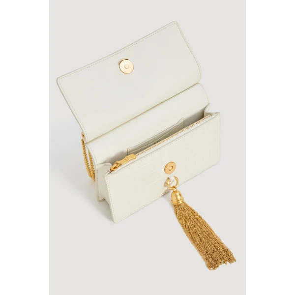 Aje Celia Croc Emboss Clutch in Ivory Croc | Clutch Bags | Coveti
