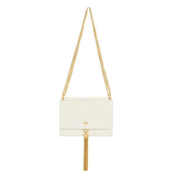 Aje Celia Croc Emboss Clutch in Ivory Croc | Clutch Bags | Coveti
