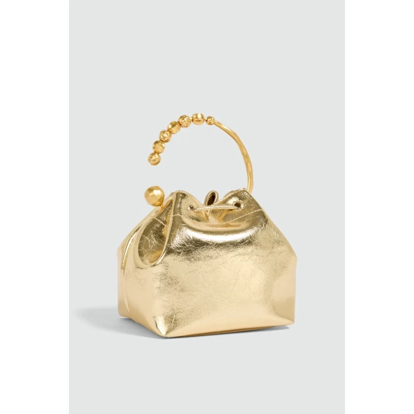 Aje Ceremonia Metallic Mini Bucket in Gold | Clutch Bags | Coveti