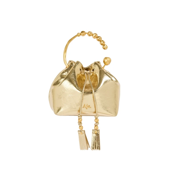 Aje Ceremonia Metallic Mini Bucket in Gold | Clutch Bags | Coveti