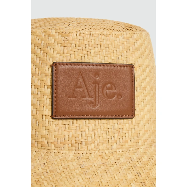 Aje Chesca Wide Brim Raffia Hat in Natural | Fedoras & Straw Hats | Coveti