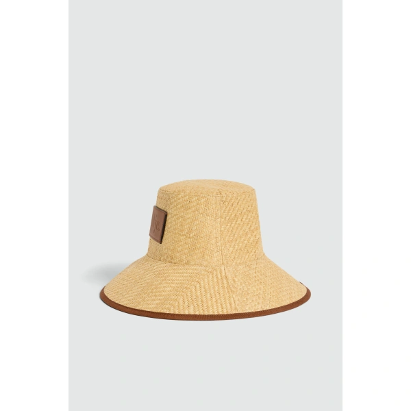 Aje Chesca Wide Brim Raffia Hat in Natural | Fedoras & Straw Hats | Coveti