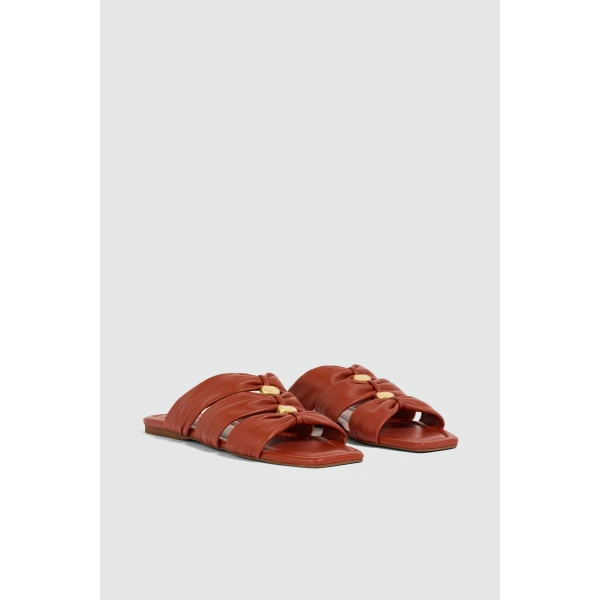 Aje Clara Slide in Chestnut | Flip Flops & Slides | Coveti