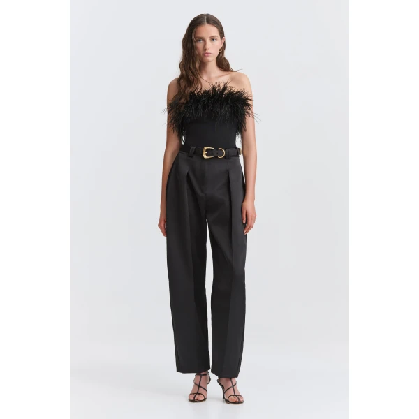 Aje Clarice Knit Bustier Top in Black | Tops | Coveti
