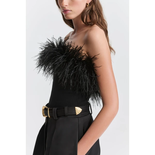 Aje Clarice Knit Bustier Top in Black | Tops | Coveti