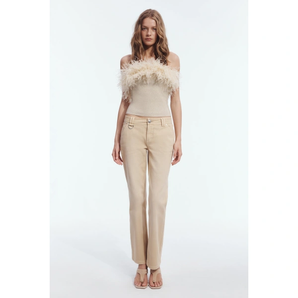 Aje Clarice Knit Bustier Top in Champagne Gold | Tops | Coveti