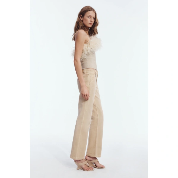 Aje Clarice Knit Bustier Top in Champagne Gold | Tops | Coveti
