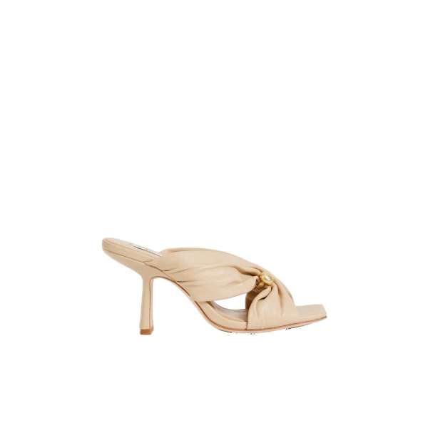 Aje Clemence Gathered Heel in Beach Beige | Heels | Coveti
