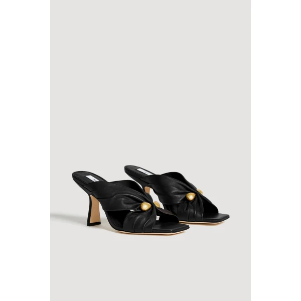Aje Clemence Gathered Heel in Black | Heels | Coveti