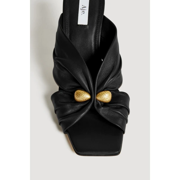 Aje Clemence Gathered Heel in Black | Heels | Coveti