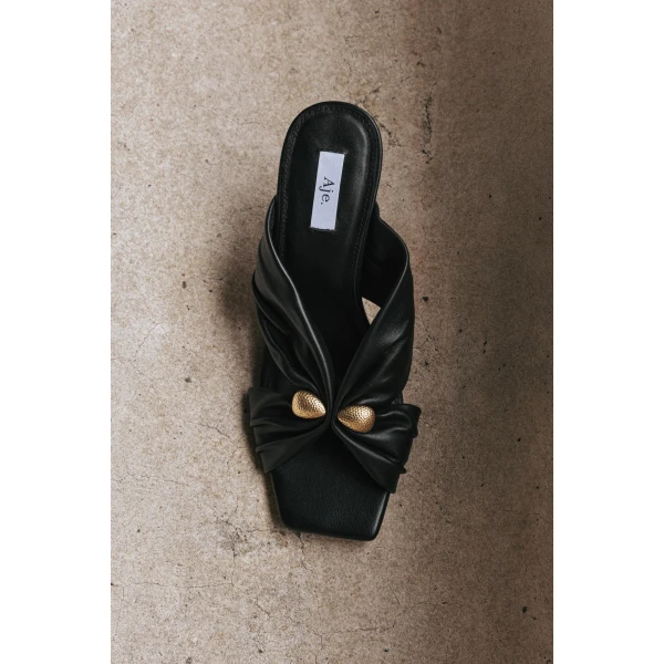 Aje Clemence Gathered Heel in Black | Heels | Coveti