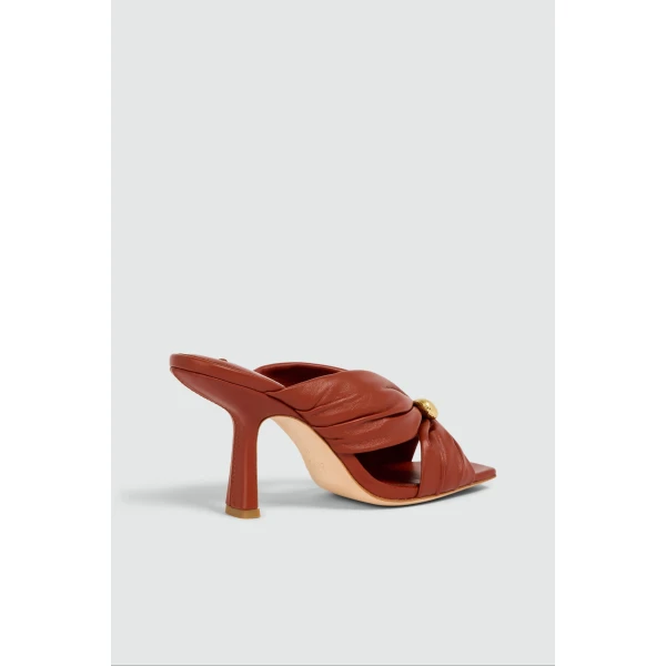 Aje Clemence Gathered Heel in Chestnut | Heels | Coveti