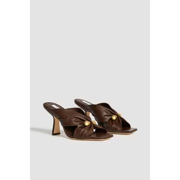 Aje Clemence Gathered Heel in Chocolate | Heels | Coveti