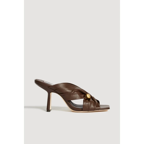 Aje Clemence Gathered Heel in Chocolate | Heels | Coveti