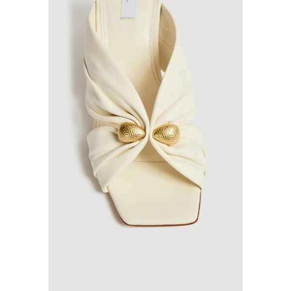Aje Clemence Gathered Heel in Ivory | Heels | Coveti