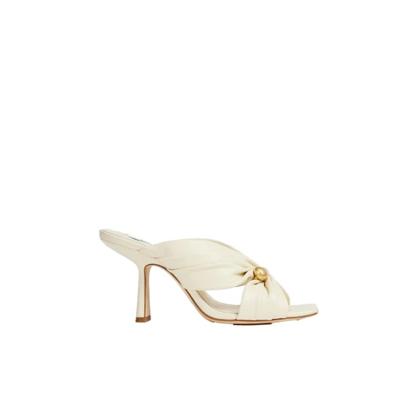 Aje Clemence Gathered Heel in Ivory | Heels | Coveti