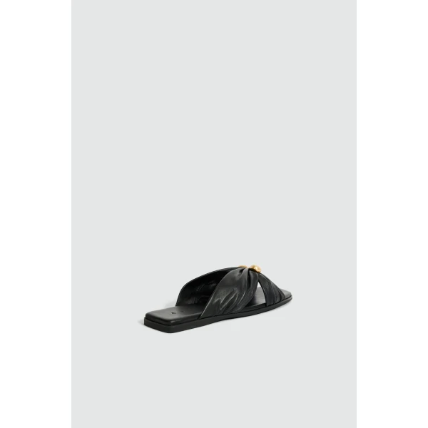 Aje Clemence Slide in Black | Flip Flops & Slides | Coveti