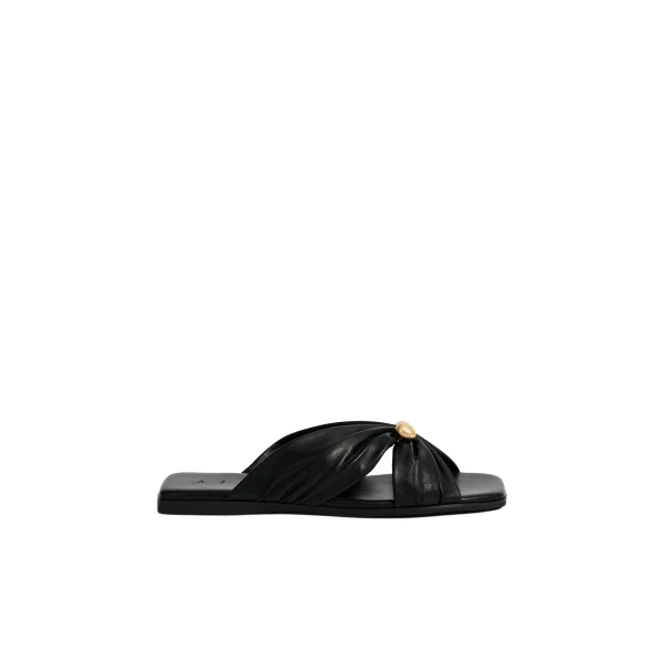 Aje Clemence Slide in Black | Flip Flops & Slides | Coveti