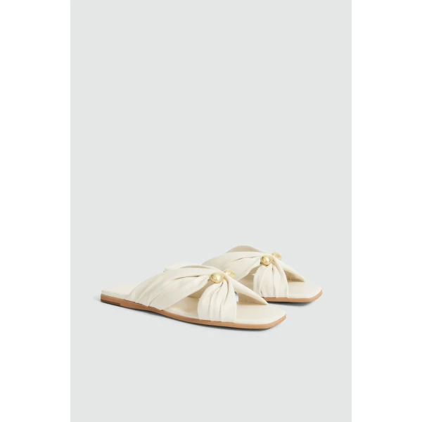 Aje Clemence Slide in Ivory | Flip Flops & Slides | Coveti