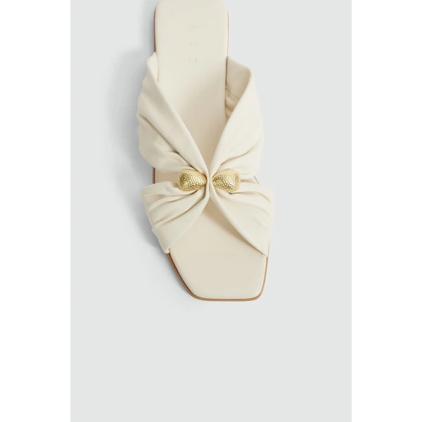 Aje Clemence Slide in Ivory | Flip Flops & Slides | Coveti