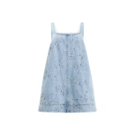Aje Coast Logo Denim Mini Dress in Light Wash Blue | Mini Dresses | Coveti