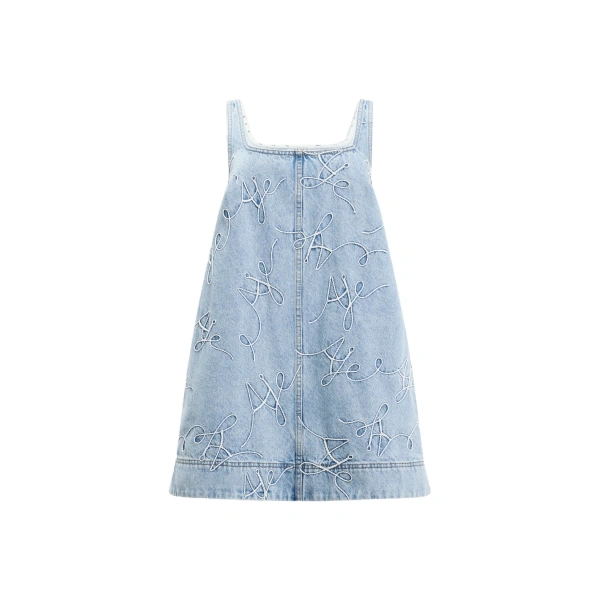 Aje Coast Logo Denim Mini Dress in Light Wash Blue | Mini Dresses | Coveti