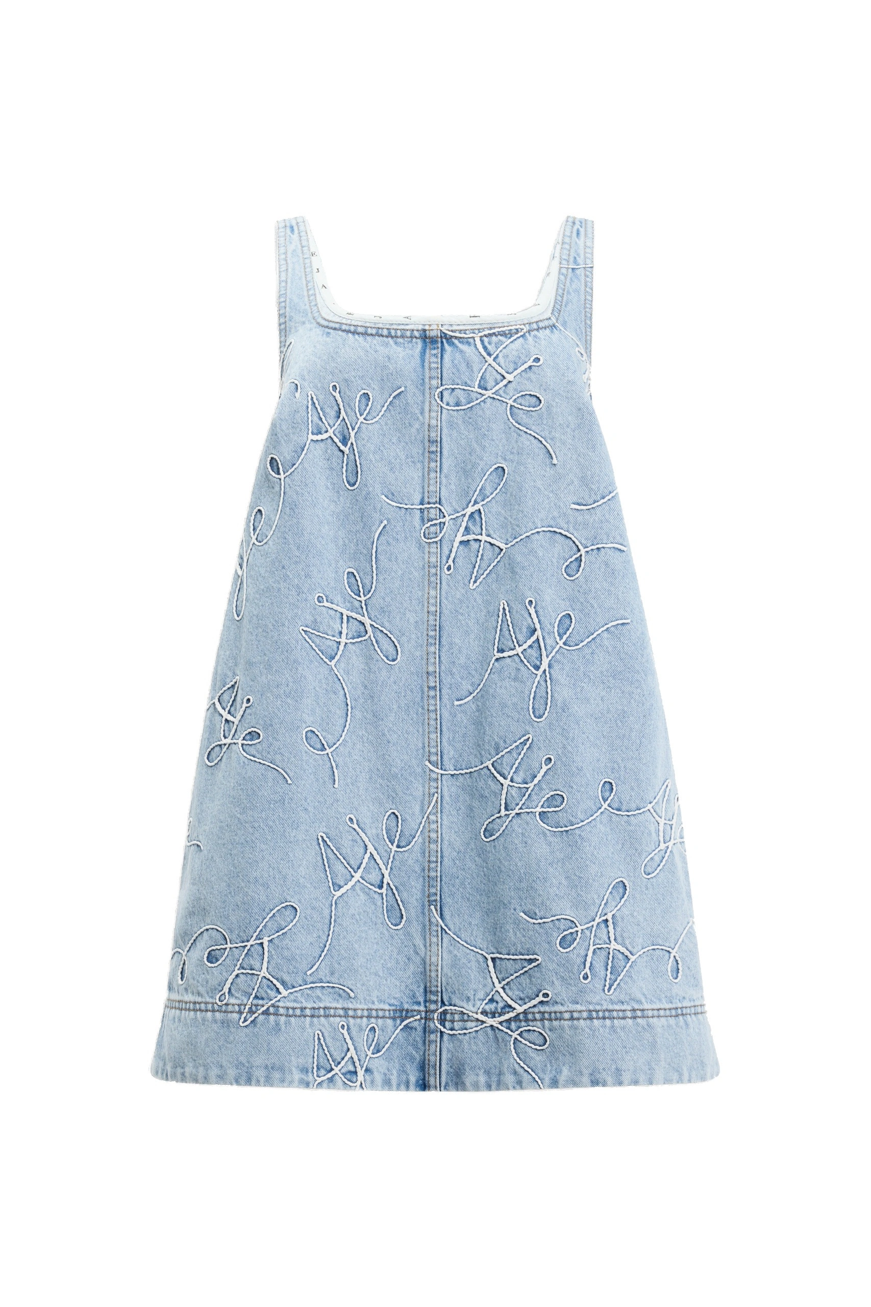 Aje Coast Logo Denim Mini Dress Light Wash Blue Aje Coast Logo Denim Mini Dress in Light Wash Blue | Mini Dresses | Coveti