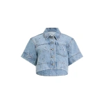 Aje Coast Logo Denim Shirt in Light Wash Blue | Shirts | Coveti